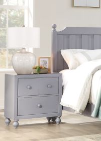 Transitional Gray Finish 1pc Nightstand of Drawers Wood knobs Turned Feet Modern Bedroom Furniture