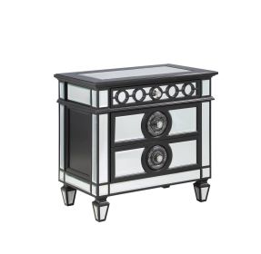 Varian II Mirrored, Black & Sliver Finish Nightstand