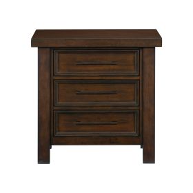 Classic Brown Finish 1pc Nightstand of 3x Drawers Mango Veneer Wood Transitional Bedroom Furniture