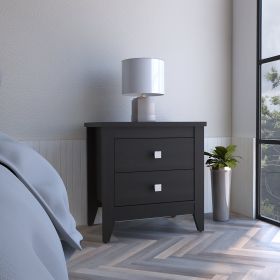 Amara Nightstand; Two Shelves; Four Legs -Black