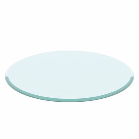 35.8" Round Tempered Glass Table Top Clear Glass 1/2" Thick Beveled Polished Edge