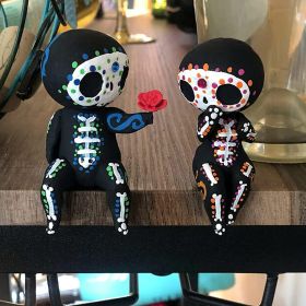 Sugar Skull Couple Statue, Sugar Skull Figurine, Resin Crafts Cute Statue Skull - Resin Skull Statue Home Decor