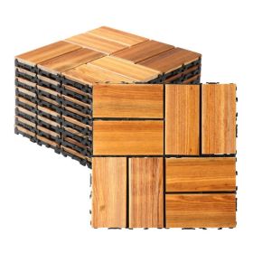 27pcs Wood Interlocking Deck Tiles 11.8"x11.8", Waterproof Flooring Tiles for Indoor and Outdoor
