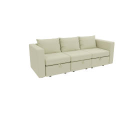 Livelylodge Modular 3-Seat Sofa with Wooden Frame and Pull-Out Bed,  Convertible Sectional Sofa for Living Room, Available in Black, White (Color: White)