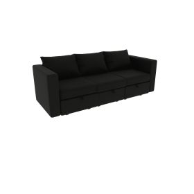 Livelylodge Modular 3-Seat Sofa with Wooden Frame and Pull-Out Bed,  Convertible Sectional Sofa for Living Room, Available in Black, White (Color: Black)