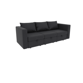 Livelylodge Modular 3-Seat Sofa with Wooden Frame and Pull-Out Bed,  Convertible Sectional Sofa for Living Room, Available in Black, White (Color: Gray)
